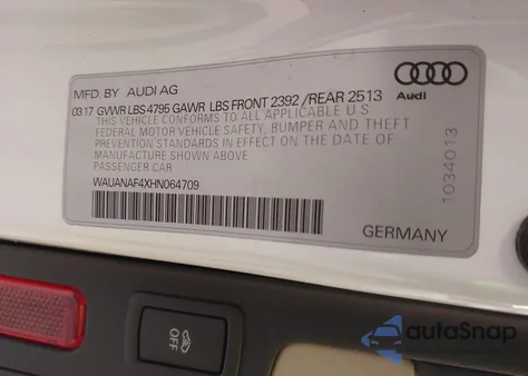 2017 Audi A4 2.0T Premium from USA, damaged, VIN WAUANAF4XHN064709